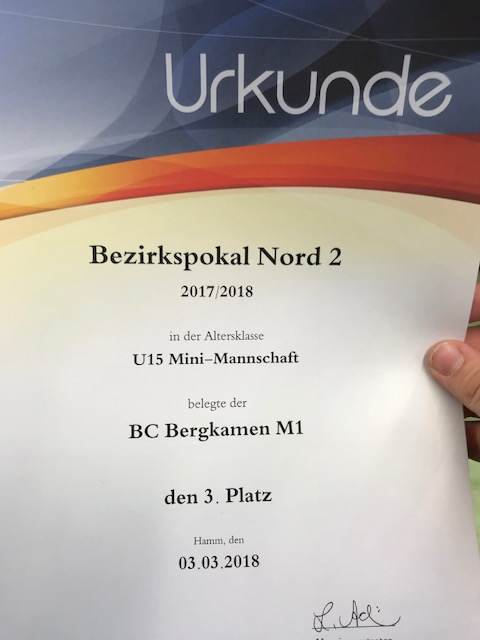 Urkunde Bezirkspokal 2017/2018